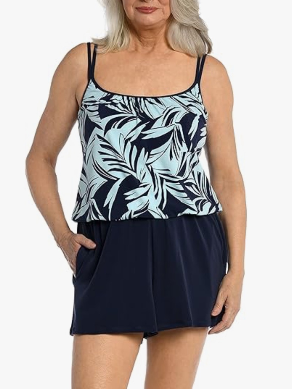 Maxine of Hollywood Coastal Palms one piece romper swimsuit Size 16